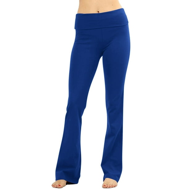 NioBe Clothing Stretchy Fold Over Lounge Solid Flare Yoga Pants 